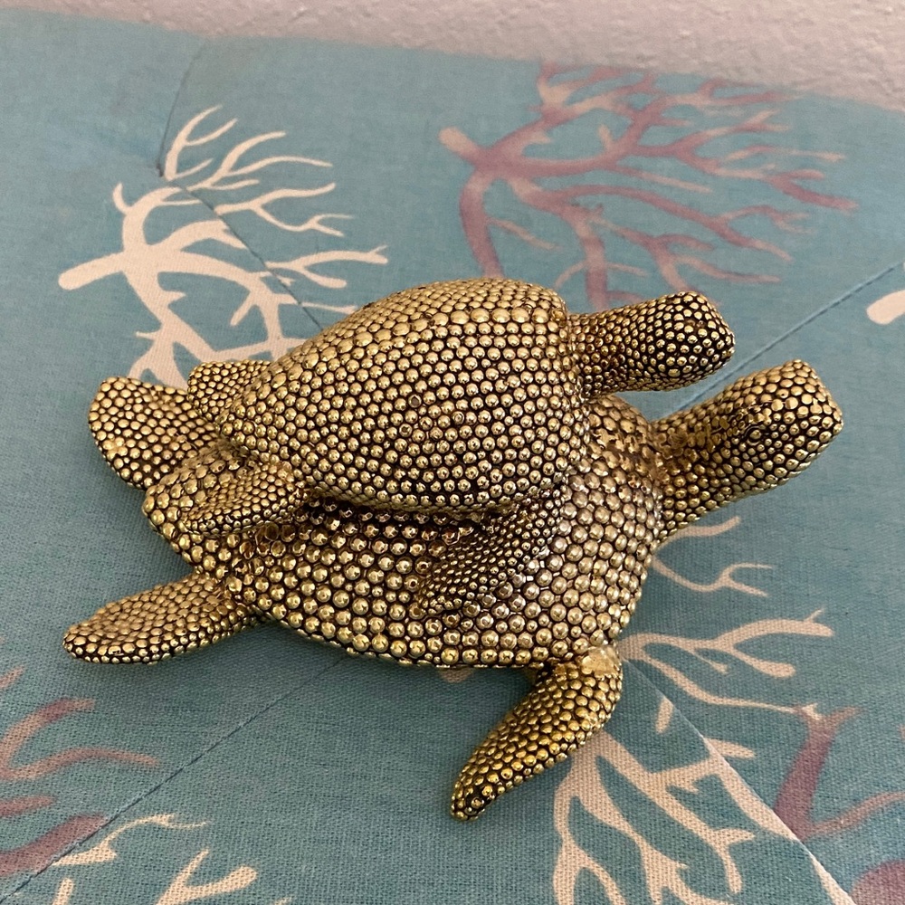 Gold Textured Turtle Figurine